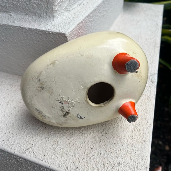 Ceramic Multi Orange Floral 7X7" Owl Bird Figurine Piggy Bank - Picture 9 of 10